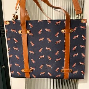 Never Used/New but no tags Fox print zipped tote. Perfect tote for a laptop